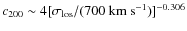 $c_{200} \sim 4 [\sigma_{\rm los}/(700~{\rm km~s}^{-1})]^{-0.306}$