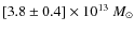$[3.8\pm 0.4]\times 10^{13}~M_\odot$