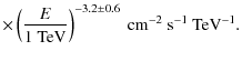 $\displaystyle \times \left(\frac{E}{1 ~{\rm TeV}}\right)^{-3.2 \pm 0.6 } ~{\rm cm}^{-2}~ {\rm s}^{-1}~{\rm TeV}^{-1}.$