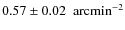 $0.57\pm0.02~\rm\ arcmin^{-2}$