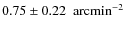 $0.75\pm0.22~\rm\ arcmin^{-2}$