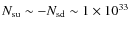 $N_{\rm su}\sim -N_{\rm sd}\sim 1\times 10^{33}$