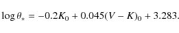 \begin{displaymath}\log \theta_{\rm *}= -0.2 K_{0}+ 0.045 (V-K)_{0}+ 3.283.
\end{displaymath}