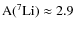 $\rm A(^7Li) \approx 2.9$
