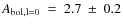 $A_{\rm {bol}, l=0}~=~2.7~\pm~0.2$