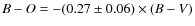 $B-O=-(0.27\pm0.06)\times(B-V)$