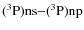 $\rm (^3P)ns{-}(^3P)np$