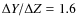 $\Delta Y /\Delta Z= 1.6$