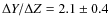 $\Delta Y / \Delta Z = 2.1 \pm 0.4 $