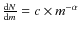 $\frac{{\rm d}N}{{\rm d}m} = c \times m^{-\alpha}$