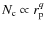 $N_{\rm c} \propto r_{\rm p}^{q}$