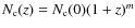 $N_{\rm c}(z) = N_{\rm c}(0)(1+z)^m$