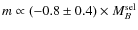 $m \propto (-0.8\pm0.4) \times M_{B}^{\rm sel}$