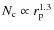 $N_{\rm c}\propto r_{\rm p}^{1.3}$