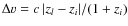 $\Delta v = {c~ \vert z_l - z_i\vert}/(1+z_i)$