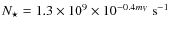 $N_\star=1.3\times10^{9}\times10^{-0.4 m_V}~{\rm s}^{-1}$