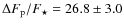 $\Delta F_{{\rm p}}/F_{{\rm\star}}=26.8\pm3.0$