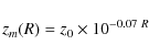 \begin{displaymath}%
z_{m}(R)= z_{0} \times 10^{-0.07 ~R}
\end{displaymath}
