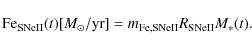 \begin{displaymath}%
{\rm Fe}_{\rm SNeII}(t)[M_{\odot}/{\rm yr}]=m_{\rm Fe,SNeII}R_{\rm SNeII}M_*(t).
\end{displaymath}