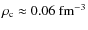 $\rho_{\rm c} \approx 0.06~\rm fm^{-3}$