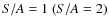 $S/A=1\ (S/A=2)$
