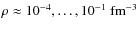 $\rho \approx 10^{-4},\ldots,10^{-1}\; \rm fm^{-3}$