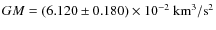 $GM = (6.120 \pm 0.180)\times10^{-2}~ {\rm km^3/s^2}$