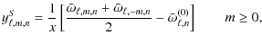 $\displaystyle y^S_{\ell,m,n} = \frac{1}{x}\left[\frac{\bar\omega_{\ell,m,n}+\bar\omega_{\ell,-m,n}}{2}-\bar\omega_{\ell,n}^{(0)}\right]\qquad m\geq 0,$
