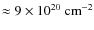 $\approx 9\times10^{20} ~{\rm cm}^{-2}$
