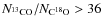 $\ensuremath{N_{\ensuremath{{\rm ^{13}CO}}}} /\ensuremath{N_{\ensuremath{{\rm C^{18}O}}}} > 36$