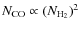 $\ensuremath{N_{\rm CO}}\propto (\ensuremath{N_{\rm H_2}} )^2$