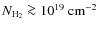$\ensuremath{N_{\rm H_2}}\ga 10^{19} ~{\rm cm}^{-2}$