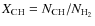 $\ensuremath{X_\ensuremath{{\rm CH}}} =
\ensuremath{N_{\rm CH}} /\ensuremath{N_{\rm H_2}} $