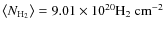 $\ensuremath{ \left< \ensuremath{N_{\rm H_2}} \right> } = 9.01 \times 10^{20} \ensuremath{{\rm H_2}} ~{\rm cm}^{-2}$