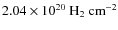 $2.04 \times 10^{20} ~\ensuremath{{\rm H_2}} ~{\rm cm}^{-2}$