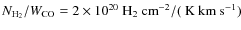$\ensuremath{N_{\rm H_2}} /\ensuremath{{W}_\ensuremath{{\rm CO}}} = 2 \times 10^{20} ~\ensuremath{{\rm H_2}} ~{\rm cm}^{-2}/(\ensuremath{{\rm ~K~km~s^{-1}}} )$