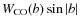 $\ensuremath{{W}_\ensuremath{{\rm CO}}} (b) \sin{\ensuremath{\left\vert b \right\vert } }$