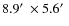 $8.9\hbox {$^\prime $ }\times 5.6\hbox {$^\prime $ }$