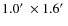 $1.0\hbox{$^\prime$ }\times 1.6\hbox{$^\prime$ }$