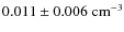 $0.011\pm0.006\;\rm cm^{-3}$