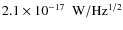 $2.1\times10^{-17}~\rm {~W/Hz^{1/2}}$