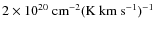 $\rm 2 \times 10^{20}\ cm^{-2} (K\ km\ s^{-1})^{-1}$