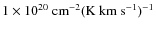 $\rm 1 \times 10^{20}\ cm^{-2} (K\ km\ s^{-1})^{-1}$