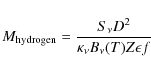 \begin{displaymath}M_{\rm hydrogen} = {S_{\nu} D^2 \over \kappa_{\nu} B_{\nu}(T) Z \epsilon
f}
\end{displaymath}
