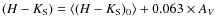 $(H-K_{\rm S}) = \langle (H-K_{\rm S})_0\rangle +
0.063 \times A_V$