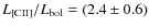 $L_{\rm [CII]}/L_{\rm bol} =
(2.4\pm0.6)$