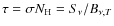 $\tau = \sigma N_{\rm H} = S_\nu /B_{\nu,T}$