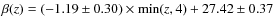 $\beta(z)=(-1.19\pm0.30)\times\min(z,4)+27.42\pm0.37$