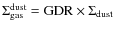 $\Sigma_{{\rm gas}}^{{\rm dust}} ={\rm GDR}\times\Sigma_{{\rm dust}}$