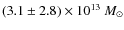 $(3.1\pm2.8)\times10^{13}~M_{\odot}$